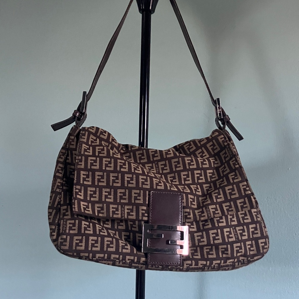 Fendi Black and Brown Logo Shoulder Bag